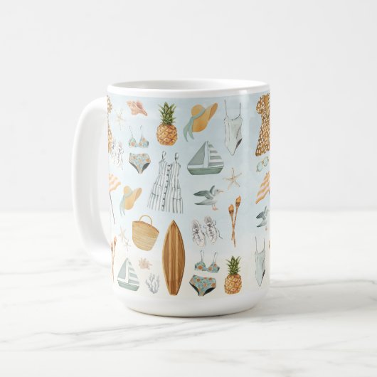Watercolor Beach Bachelorette Feestweekend Koffiemok (Voorkant links)