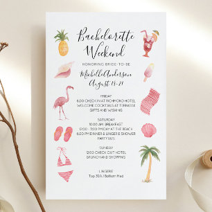 Watercolor Beach Bachelorette Weekend Itinerarium