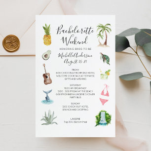 Watercolor Beach Bachelorette Weekend Itinerarium