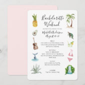 Watercolor Beach Bachelorette Weekend Itinerarium Kaart (Voorkant / Achterkant)