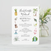 Watercolor Beach Bachelorette Weekend Itinerarium Kaart (Staand voorkant)