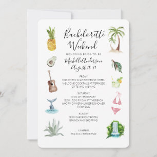Watercolor Beach Bachelorette Weekend Itinerarium Kaart