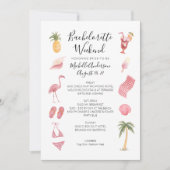 Watercolor Beach Bachelorette Weekend Itinerarium Kaart (Voorkant)
