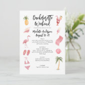 Watercolor Beach Bachelorette Weekend Itinerarium Kaart (Staand voorkant)