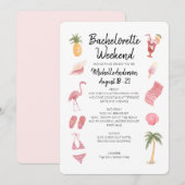 Watercolor Beach Bachelorette Weekend Itinerarium Kaart (Voorkant / Achterkant)