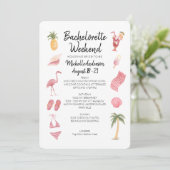 Watercolor Beach Bachelorette Weekend Itinerarium Kaart (Staand voorkant)