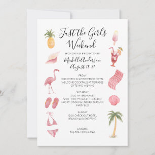 Watercolor Beach Bachelorette Weekend Itinerarium Kaart