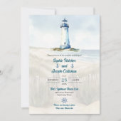 Watercolor Beach, Coastal New England Wedding Kaart (Voorkant)
