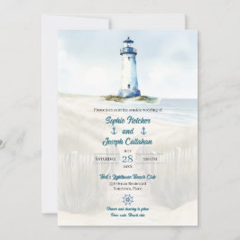 Watercolor Beach, Coastal New England Wedding Kaart