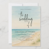 Watercolor Beach Coastal Wedding Kaart (Voorkant)