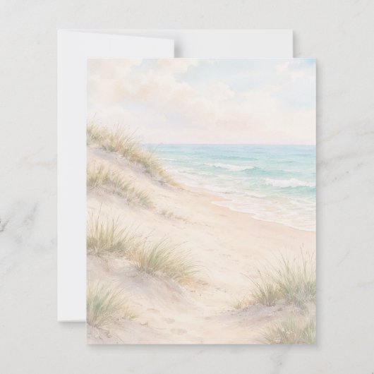 Watercolor beach coatal modern wedding invitation (Achterkant)