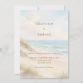 Watercolor beach coatal modern wedding kaart (Voorkant)