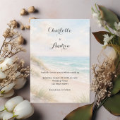 Watercolor beach coatal modern wedding kaart