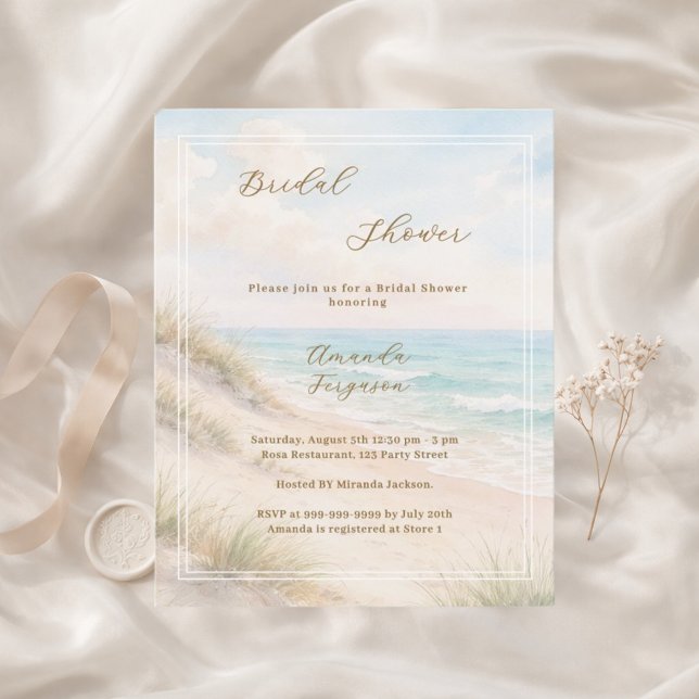 Watercolor beach dunes Bridal Shower invitation (Creator heeft geüpload)