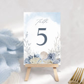 Watercolor Beach Ocean Blue Boho Wedding Kaart