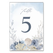 Watercolor Beach Ocean Blue Boho Wedding Kaart (Achterkant)