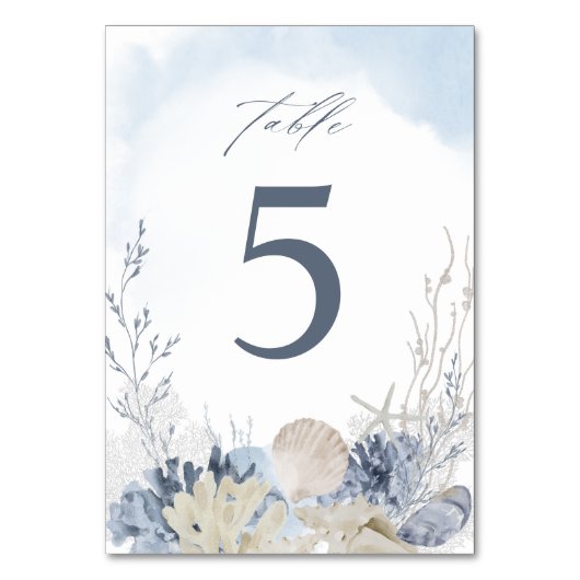 Watercolor Beach Ocean Blue Boho Wedding Kaart (Achterkant)