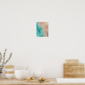 Watercolor Beach Ocean Waves Coastal Poster (Keuken)
