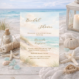 Watercolor beach sand dunes Bridal Shower Kaart