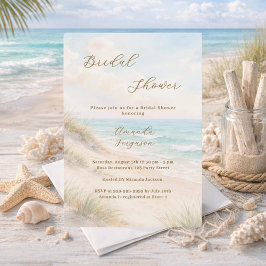 Watercolor beach sand dunes Bridal Shower Kaart