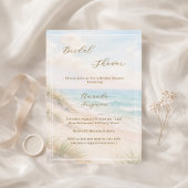 Watercolor beach sand dunes Bridal Shower Kaart