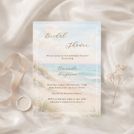 Watercolor beach sand dunes Bridal Shower Kaart