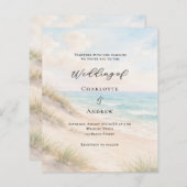 Watercolor beach sand dunes wedding invitation (Voorkant / Achterkant)