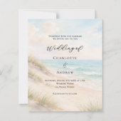 Watercolor beach sand dunes wedding invitation (Voorkant)