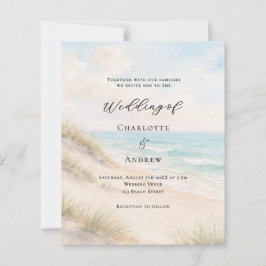 Watercolor beach sand dunes wedding invitation