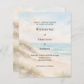 Watercolor beach sand dunes wedding invitation (Voorkant / Achterkant)