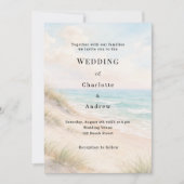 Watercolor beach sand dunes wedding kaart (Voorkant)