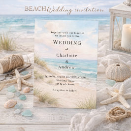 Watercolor beach sand dunes wedding kaart