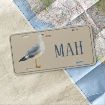 Watercolor Beach Seagull Monogram