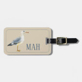 Watercolor Beach Seagull Personalized Bagagelabel (Voorkant horizontaal)