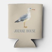 Watercolor Beach Seagull Personalized Blikjeskoeler (Voorkant)