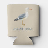 Watercolor Beach Seagull Personalized Blikjeskoeler (Achterkant)