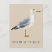 Watercolor Beach Seagull Personalized Briefkaart (Voorkant)