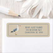 Watercolor Beach Seagull Personalized Etiket (Insitu)