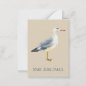 Watercolor Beach Seagull Personalized Notitiekaartje (Voorkant)
