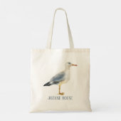 Watercolor Beach Seagull Personalized Tote Bag (Achterkant)