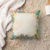 Watercolor Beach Seashells Sand Border Pillow Kussen (Deken)