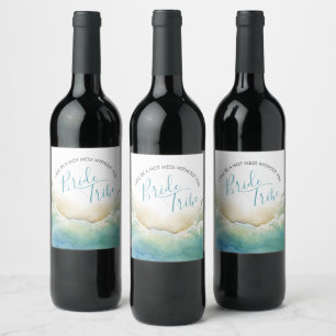 Watercolor Beach Shoreline Bridesmaid Proposal Wijn Etiket