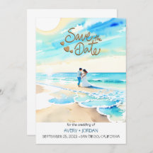 Watercolor Beach: Summer Wedding Save the Date