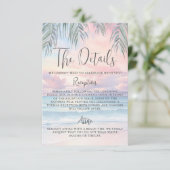 Watercolor Beach Wedding Details Informatiekaartje (Staand voorkant)
