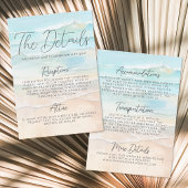 Watercolor Beach Wedding Details Informatiekaartje