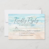 Watercolor Beach Wedding RSVP Reply Card Kaartje (Voorkant)