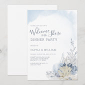 Watercolor Beach Welcome to the Shore Dinner Kaart (Voorkant / Achterkant)