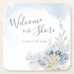 Watercolor Beach Welcome to the Shore Dinner Kartonnen Onderzetters<br><div class="desc">Welcome family and friends to the shore with a summer coastal themed dinner party. These lovely modern watercolor beach dinner party napkins feature an ocean themed design with a variety of delicate seashells,  and coral.</div>