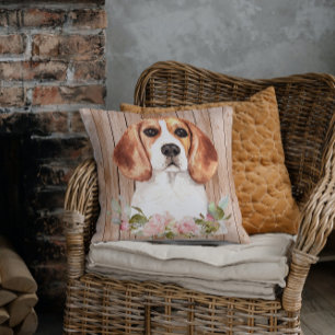 Watercolor Beagle & Bloemen Worpkussen Kussen