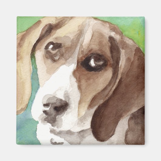 watercolor Beagle-portret Magneet (Voorkant)